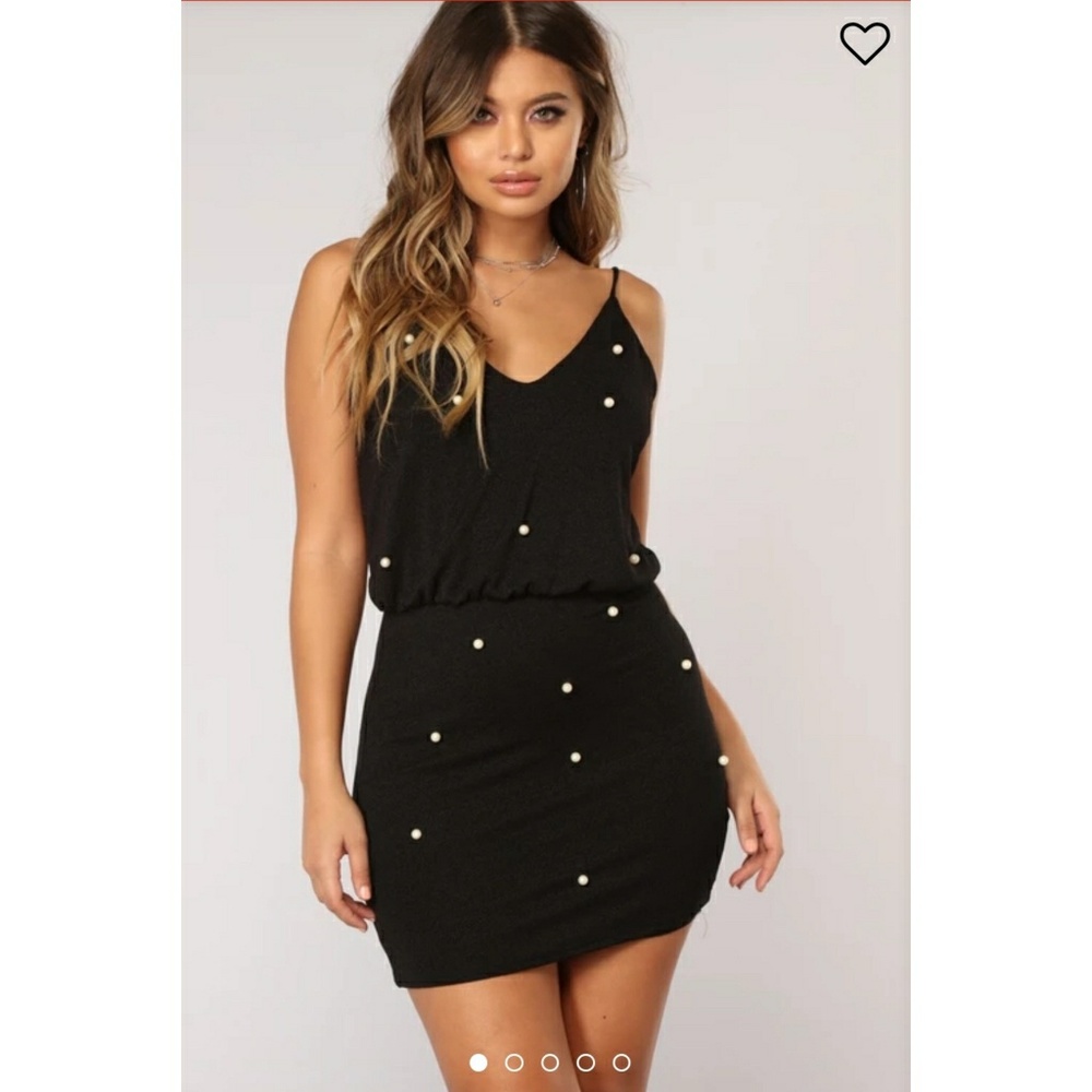 Fashion Nova Pretty As Pearls Dress in Black